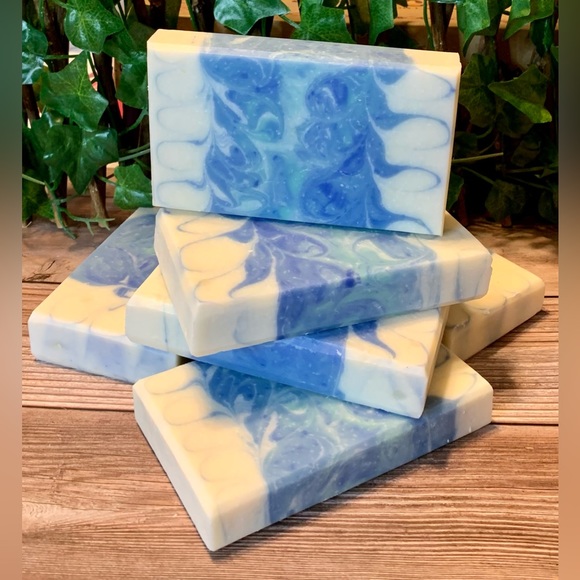 Hand Crafted Artisan Soap with Oatmeal in an Ocean Pattern (One) - Picture 7 of 9